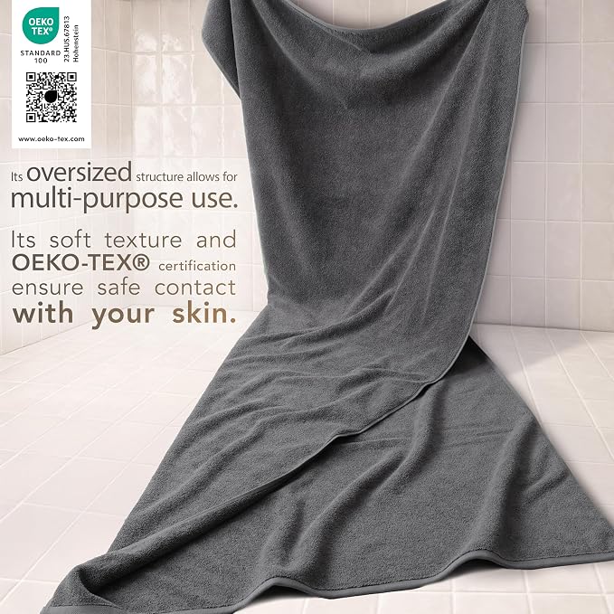 Cotton Paradise 100% Cotton Turkish Towel, Soft Absorbent Quick Dry, 40x80 Oversized Bath Sheet Towel, Dark Gray