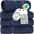 Chakir Turkish Linens 4 Piece Extra Large Bath Towels, 100% Cotton Luxury Turkish Towels for Bathroom, Soft Absorbent Bath Towels, 30 x 60 Inches, Navy