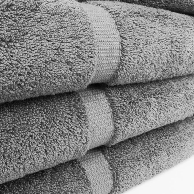 Chakir Turkish Linens 4 Piece Extra Large Bath Towels, 100% Cotton Luxury Turkish Towels for Bathroom, Soft Absorbent Bath Towels, 30 x 60 Inches, Gray