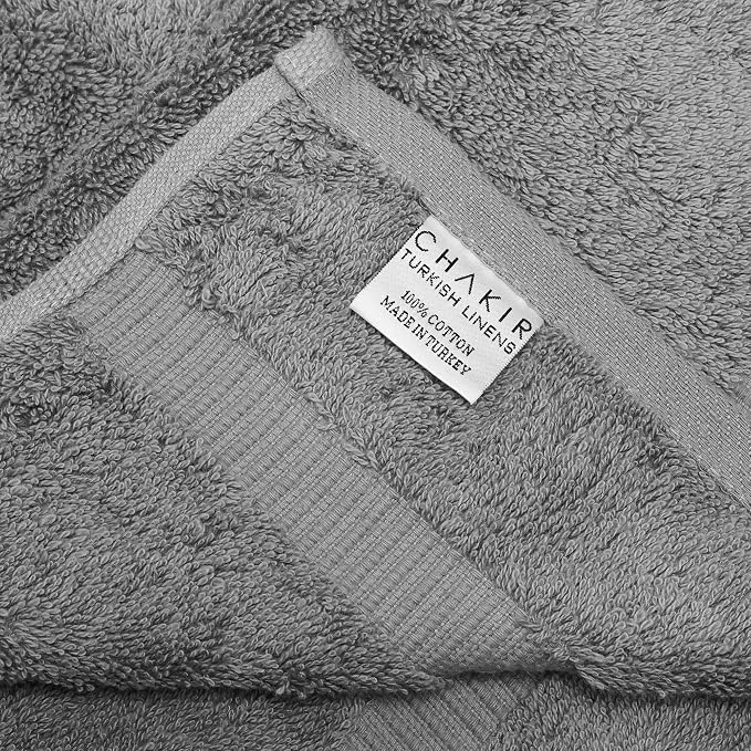 Chakir Turkish Linens 6 Piece Towel Set, 100% Cotton Turkish Towels for Bathroom, Luxury Soft Absorbent Bath Towel Set with 2 Bath Towels 2 Hand Towels 2 Washcloths, Gray