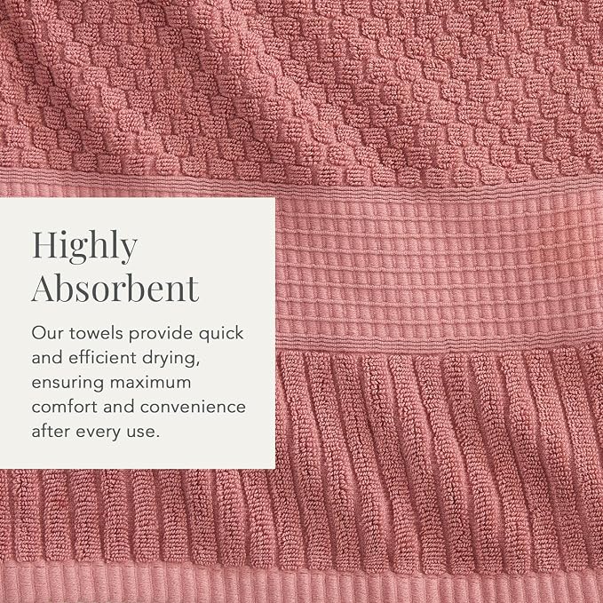 NY Loft 100% Cotton 2-Pack Oversized Bath Towel Set | Rose | Quick-Dry | Two Oversized 35" x 70" Bath Towels / Bath Sheets | Super Absorbent | Designer-Styled Texture