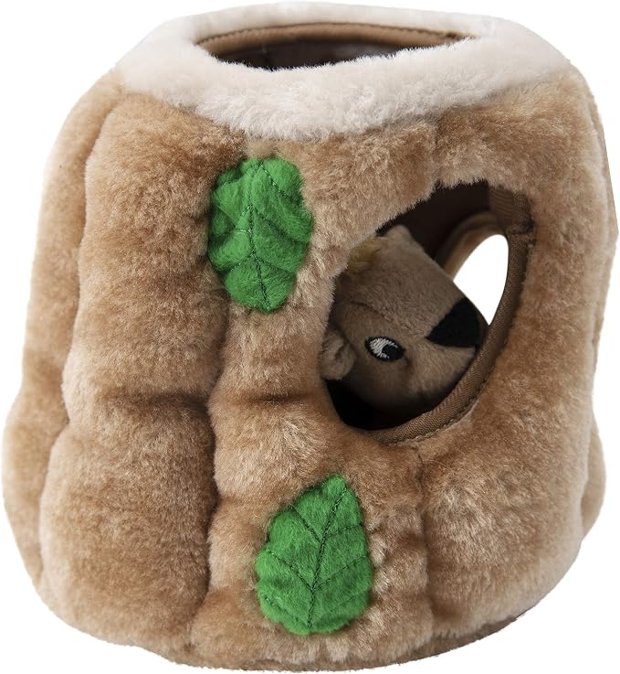 Outward Hound Hide-A-Squirrel Dog Toy – Interactive 2‑in‑1 Plush Puzzle with 3 Squeaky Removable Squirrels, Medium
