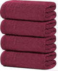Tens Towels 4 Piece Extra Large Bath Towels 30 x 60 Inches, Burgundy | 100% Cotton, Larger & Lighter Weight, Quicker to Dry, Super Soft and Absorbent, Perfect for Bathroom