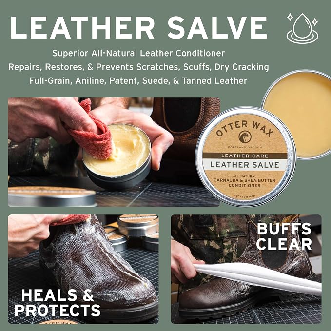 Otter Wax Essential Leather Care Kit | Complete Leather Cleaning & Conditioning Set | Clean, Condition, Shine, & Protect All-Types of Leather| All-Natural & PFAS-Free | Made in Portland USA