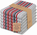 Urban Villa Kitchen Towels Waffle Stripes Dish Towels for Kitchen Grey Color Set of 6 Kitchen Towels Highly Absorbent Cotton Over Sized 20X30 in with Mitered Corners Kitchen Hand Tea Towels