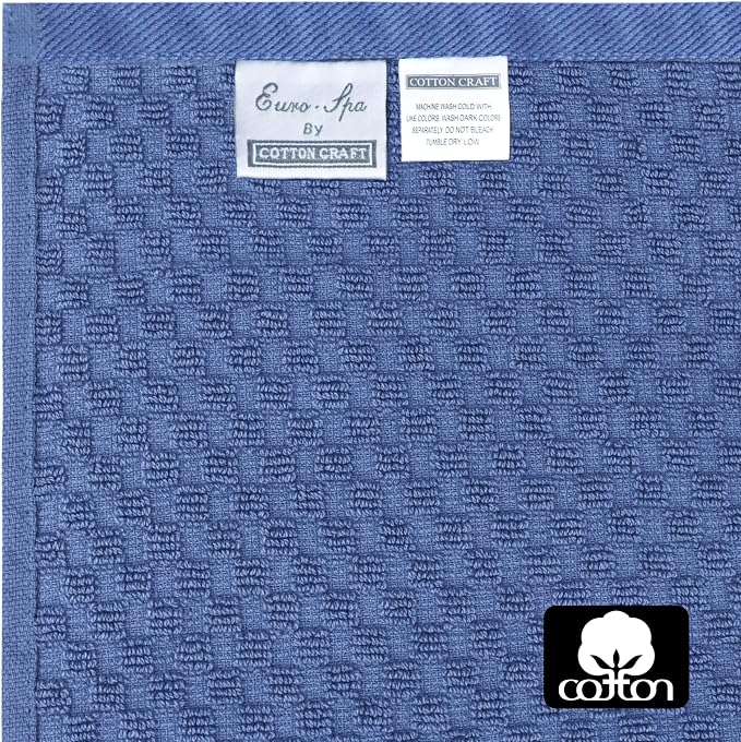 COTTON CRAFT Hooded Bath Towel for Adults – 2 Pack 100% Cotton Bath Sheet | Waffle Weave Oversized 35x70 inch Ringspun Terry Bath Wrap with a hood - Soft Super Absorbent Quick Dry – 450 GSM – Navy