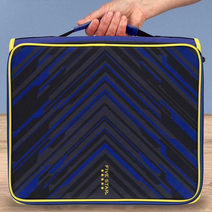 Five Star Zipper Binder 2 Inch O-Rings Case Organiser with Multi-Access and 5-Tab Expanding File Folder, 850 Sheet Capacity, Cosmic Blast (290010M)
