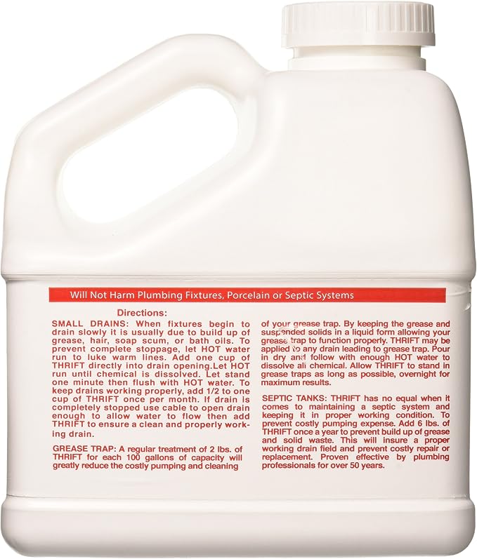 Thrift FBA_T-600 Alkaline Based 6 lb. Granular Drain Cleaner, White