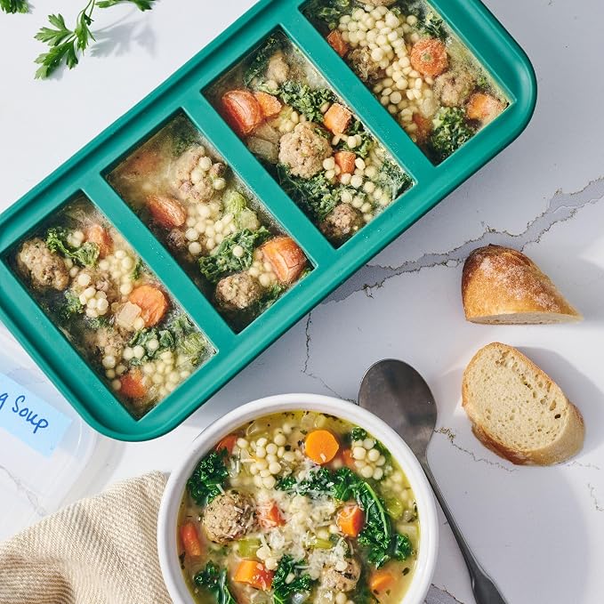 Souper Cubes 1 Cup Silicone Freezer Mold with Lid, Kale, 1-Pack | 100% Platinum-Cured Silicone Freezer Cube, Oven and Microwave Safe, Perfect for Freezing Soup, Rice, Protein, Grains and More
