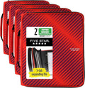Five Star Zipper Binder, 2 Inch 3-Ring Binder with Round Rings, 5-Tab Expanding File, 380 Sheet Capacity, Fire Red (72538) (Pack of 4)