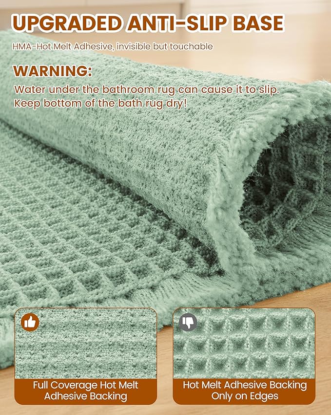 Smiry Waffle Bath Mat 30x20, Extra Soft Absorbent Bathroom Rugs, Non Slip Machine Washable Quick Dry Bath Rugs for Bathroom Floor, Tub, Shower, Home Decor Accessories, Sage Green