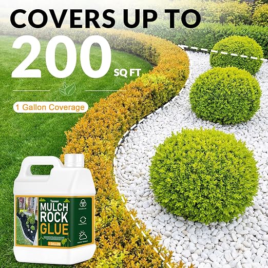 Teexpert Mulch and Rock Glue for Landscaping, 1 Gallon Concentrate Landscape Glue for Rubber Mulch, Wood Chips, Pea Gravel & Small Rocks, Strong Hold, Dries Clear, Covers up to 200 sq ft