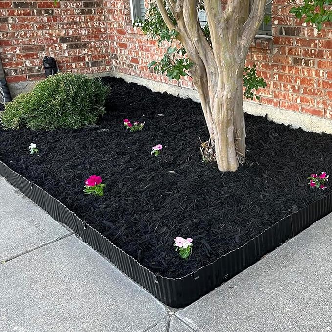 Quibbay Corrugated Metal Garden Edging, 8"×20Ft Metal Landscape Edging for Lawns, Borders and Flower Beds, Metal Garden Edging Border for Garden and Yard, Sturdy Garden Long Strips, Black
