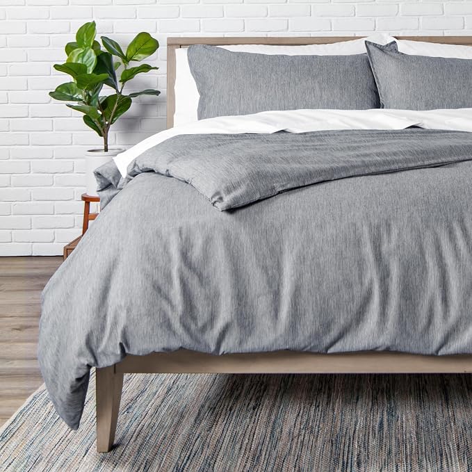 Bare Home Bedding Duvet Cover Twin/Twin Extra Long Size - Premium 1800 Super Soft Collection - Lightweight, Soft Textured Duvet Cover (Twin/Twin XL, Heathered Charcoal)