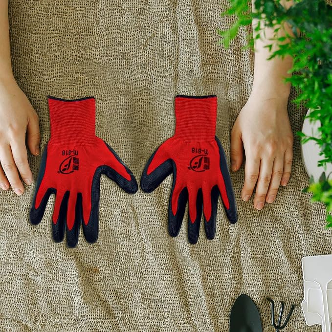 WHEATHUSK 100 Pack Gardening Gloves Bulk for Men Women, Breathable Nitrile Rubber Coated Garden Gloves Dipped Gripping Work Gloves for Construction, Gardening
