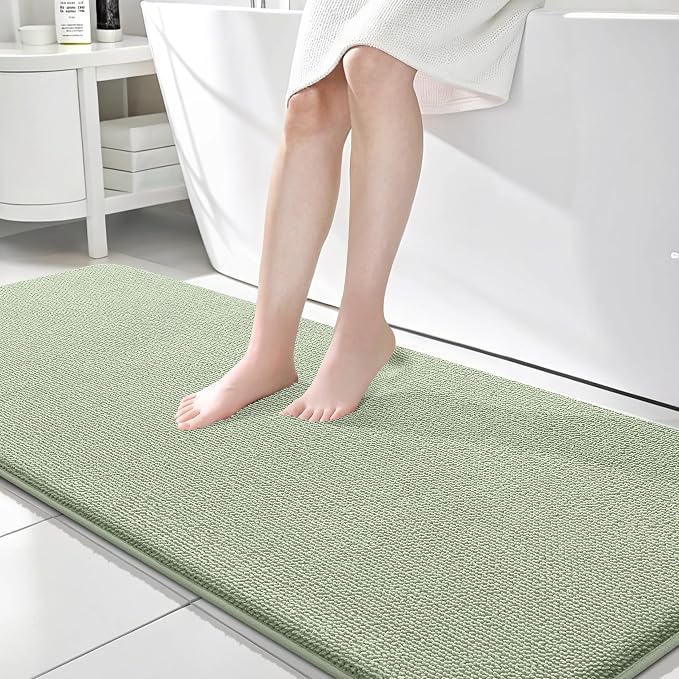 OLANLY Memory Foam Bathroom Runner Rugs 70x24, Long Bath Mats, Sage Green | Soft Quick Dry Bath Mats, Non-Slip, Absorbent Machine Washable Mat for Bathroom Floor, Tub and Shower, Home Decor Accessories