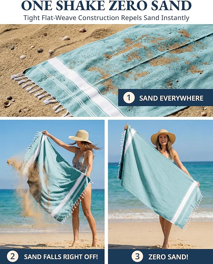 LANE LINEN Beach Towel Oversized, Super Absorbent, Durable - Hunter Green | 2 Pack Turkish Beach Towels - Pre-Washed Stylish Womens - Quick Dry Swim, Sand Free Beach Towel - Vacation Essential, Soft