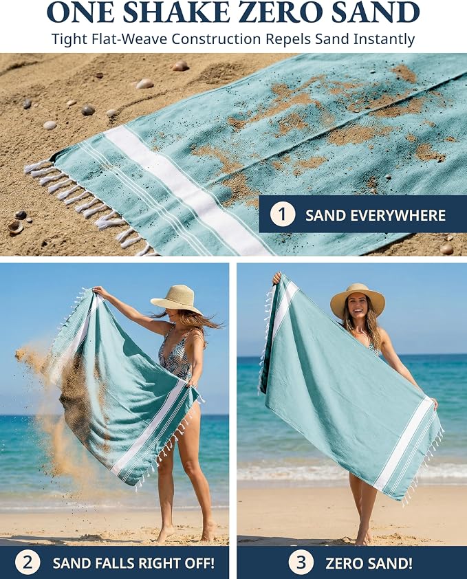 LANE LINEN Oversized Beach Towel, Beach Towels 4 Pack, Soft - Hunter Green | Pre-Washed Pool Towel - Quick Dry & Sand Free - 39"x71", Vacation Essential - Machine Washable, Travel & Camping, All-Season