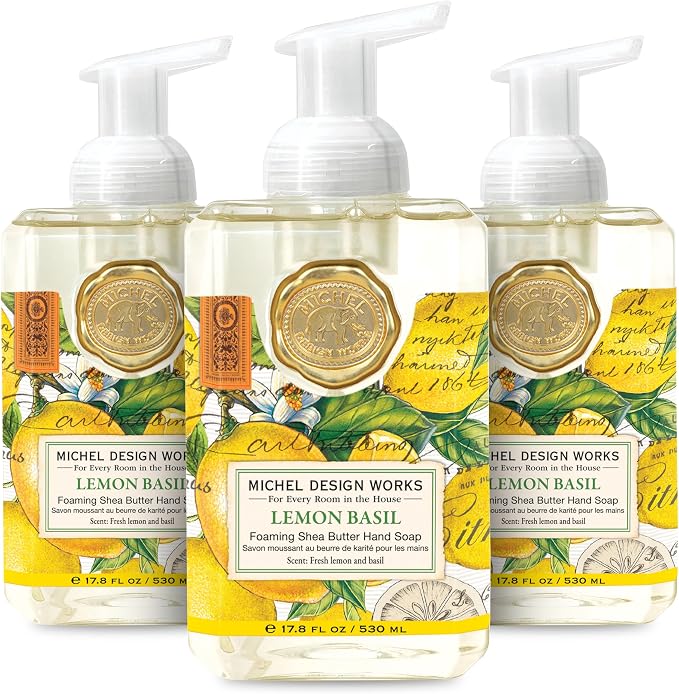 Michel Design Works Foaming Hand Soap, Lemon Basil, 3-Pack, 17.8 Fl oz Each