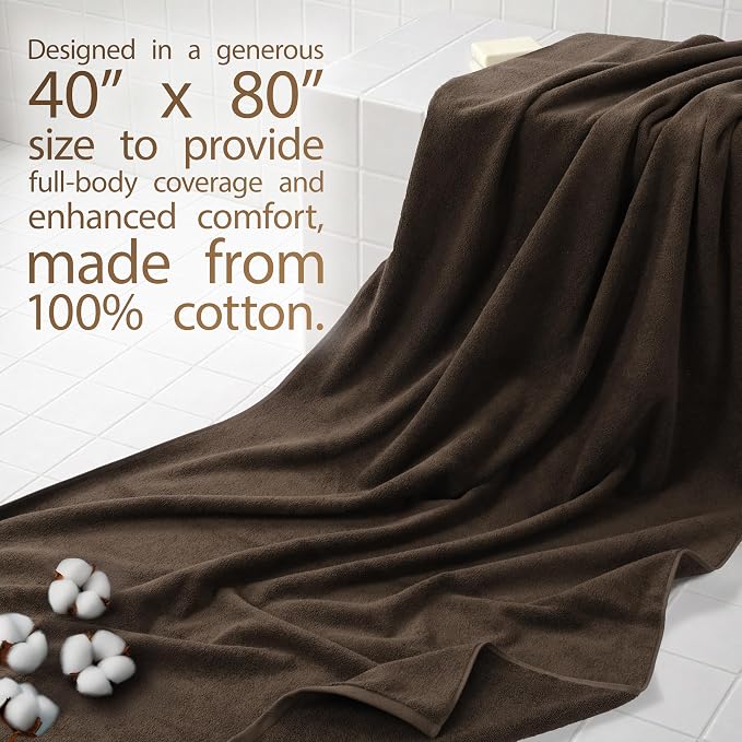 Cotton Paradise 100% Cotton Turkish Towel, Soft Absorbent Quick Dry, 40x80 Oversized Bath Sheet Towel, Chocolate Brown