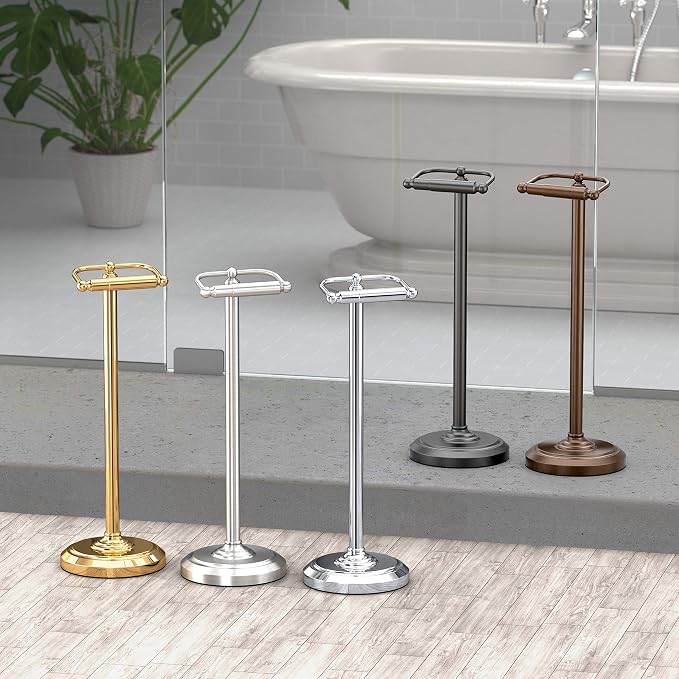 Gatco 1436SN Pedestal Toilet Paper Holder, Satin Nickel