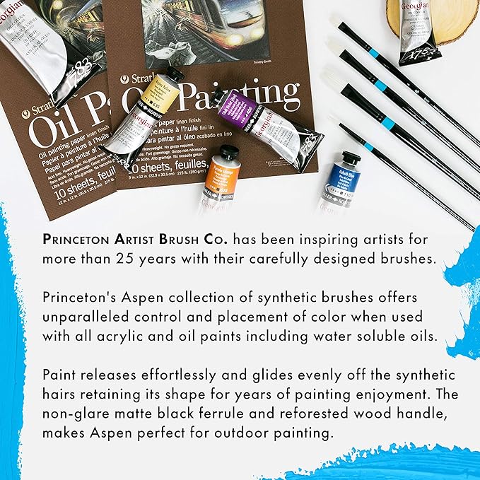 Princeton Aspen Acrylic & Oil Brush Set, Synthetic, 4 Piece, 1 Count