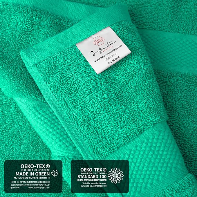 Infinitee Xclusives Jumbo Bath Sheets Towels for Adults – 600 GSM (35X70 Inches)– 100% Ring Spun Cotton Soft and Absorbent Large Bath Towels for Bathroom (Vivid Green)