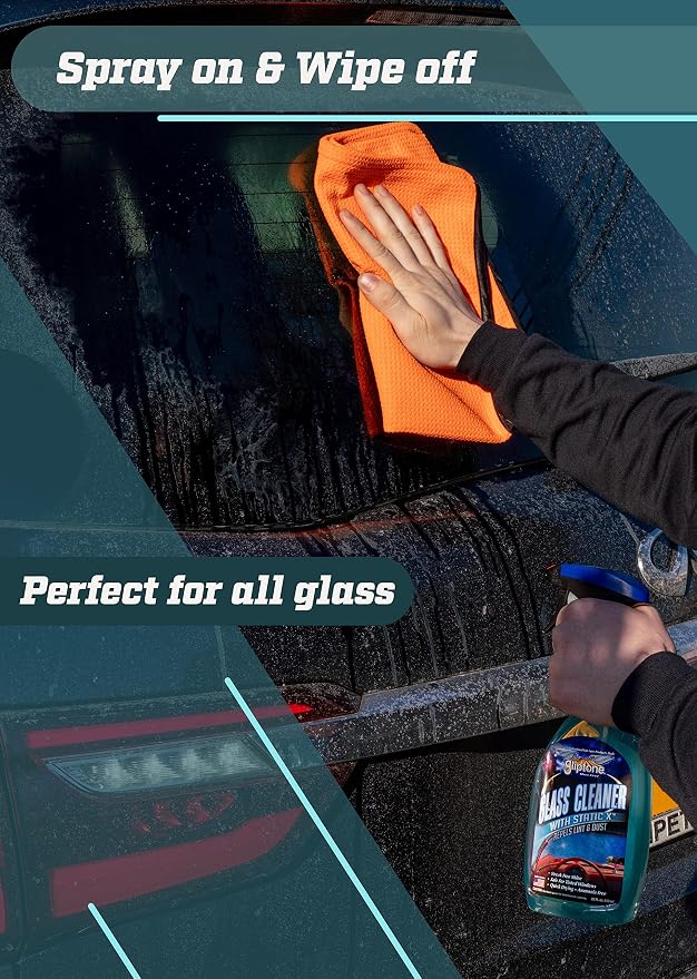 Gliptone Streak Free Glass and Window Cleaner, Ready-To-Use with Anti Static Formula, Repels Lint & Dust. Safe for all Glass and Hard Surface Applications (22 Fl Oz)