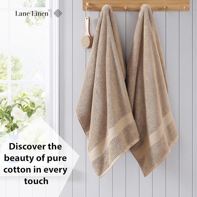 LANE LINEN Large Bath Sheet Set Oversized Soft Absorbent Quick Dry - Taupe | Bath Sheets Set - OEKO-TEX Certified, Ring-Spun Durability, Generously Sized, Oversized & Roomy, Lightweight & Breathable