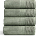 Springtree Home 100% Cotton Bath Towel Set | 4-Pack | Textured | Green | Absorbent & Quick-Dry Bathroom Towels | Textured and Durable Cotton Towels for Bathroom | OEKO-TEX | Krista Collection