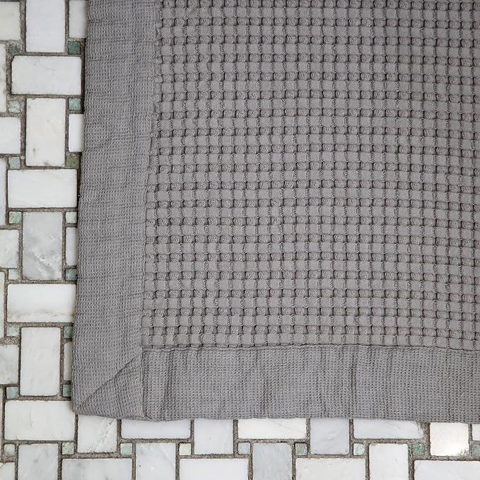 GILDEN TREE Bathroom Mat Absorbent Cotton Quick Dry for Shower, Bath & Bathtub Washable Thin, Modern Style (Pewter)