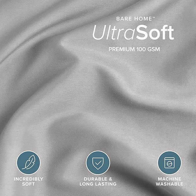 Bare Home Bedding Duvet Cover Full Size - Premium 1800 Super Soft Collection - Lightweight, Cooling Duvet Cover - Soft Breathable Bedding (Full, Light Grey)
