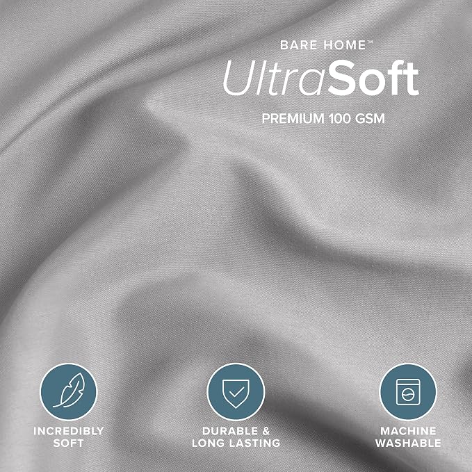 Bare Home Bedding Duvet Cover Twin/Twin Extra Long Size - Premium 1800 Super Soft - Lightweight, Cooling Duvet Cover - Soft Breathable Bedding (Twin/Twin XL, Light Grey)