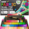 ARTISTRO 72 Dual-Tip Fabric Markers Decorating Kit, Permanent for Clothes | Brush & Fine Tip, Acrylic Paint Pens for Sneakers, Bags, Shoes, Textiles, Canvas, Sewing, Craft, & DIY