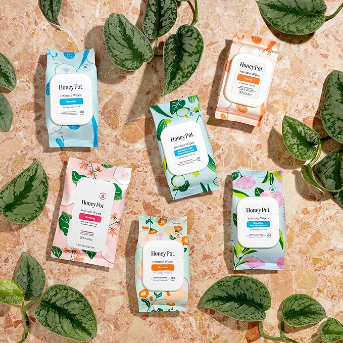 The Honey Pot Company - Feminine Hygiene Wipes - Normal - pH Balancing, Herbal Infused Plant-Based Feminine Care for Sensitive Skin - Cleansing Wipes for Women - 30ct