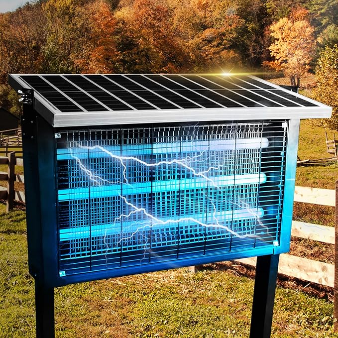 Powerful Super Large Solar Bug Zapper Outdoor for 8000 sq.ft, Rechargeable Solar Mosquito Zapper with High Powered, Outdoor Bug Zapper for Patio Garden Backyard RV Camping with 30W Solar Panel