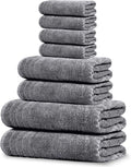 Tens Towels 8 Piece Towel Set, 2 XL Bath, 2 Hand, 4 Washcloth, Dark Grey | 100% Cotton, Lighter Weight, Quicker to Dry, Super Absorbent, Perfect for Bathroom