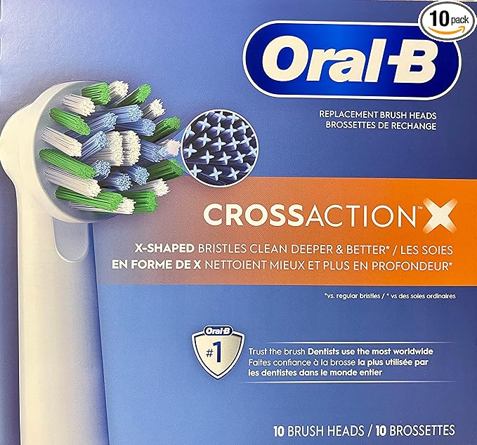 Oral-B CrossAction Electric Toothbrush Replacement Brush Heads with Xfilament, 10-pack