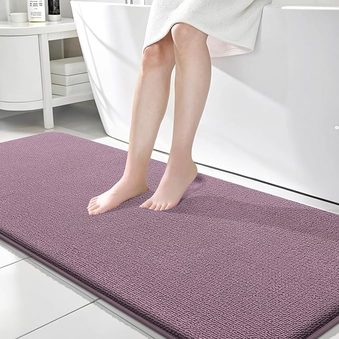 OLANLY Memory Foam Bathroom Runner Rug 70x24, Absorbent Long Mat, Deep Plum | Soft Quick Dry Bath Mat Rugs, Non-Slip, Machine Washable Mat for Bathroom Floor, Tub and Shower, Home Decor Accessories