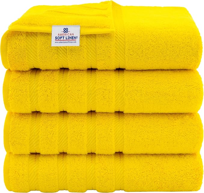 American Soft Linen 100% Cotton Luxury Turkish Towels, 4 PC Bath Towel Set | Soft Absorbent Quick Dry OEKO Tex Standard 100 Certificated Durable Machine Washable Breathable Premium Hotel Quality