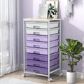 SYKIARIOL Rolling Cart with Drawers,Utility Cart With 8 Drawers and Wooden Tabletop for Living Room,Classroom,Bedroom,Bathroom,Dorm,Office,Purple