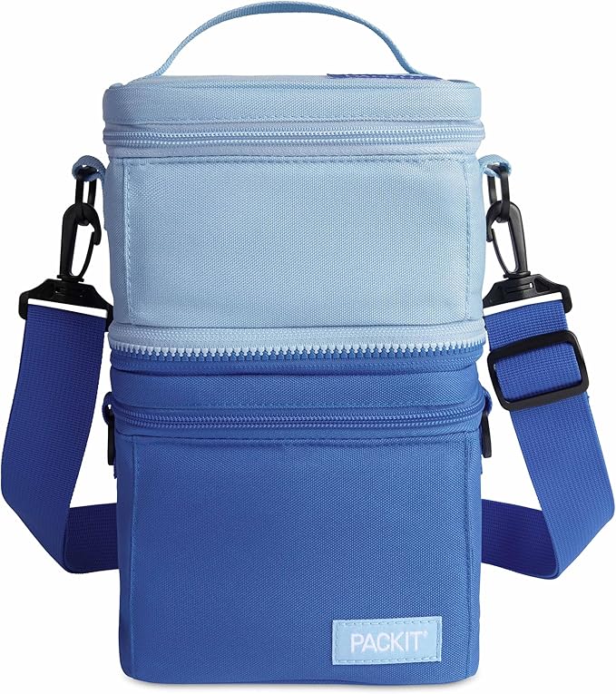 PackIt Freezable Small Mod 3-In-1 3.2L Capacity, Sky Blue/Azure Blue | Built-in ice packs, EcoFreeze+ Technology, 3-in-1 use, Two compartments: freezable & insulated, Men and Women, Fresh lunches