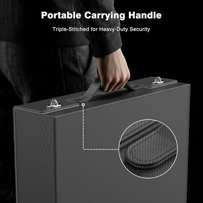 Kabinka MTG Card Storage Box with Handle & Mechanical Latch,5-Row 3900+ Commander Trading Card Case with Sealed Display Window,Top Loaders Organizer Deck Box for MTG/TCG/PTCG/Sports Cards (Black)