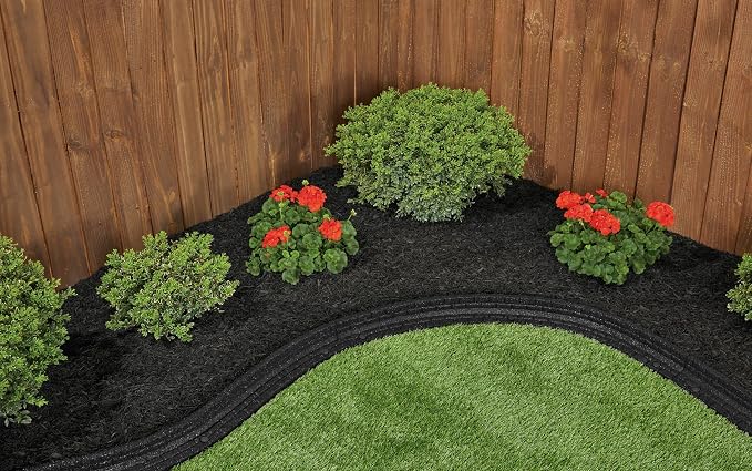 Premium Shredded Rubber Mulch for Gardens, Lawns, and Landscaping | Long Lasting Color | Looks Like Natural Wood Mulch (0.8 Cu. Ft. - 16 LBS, Black)