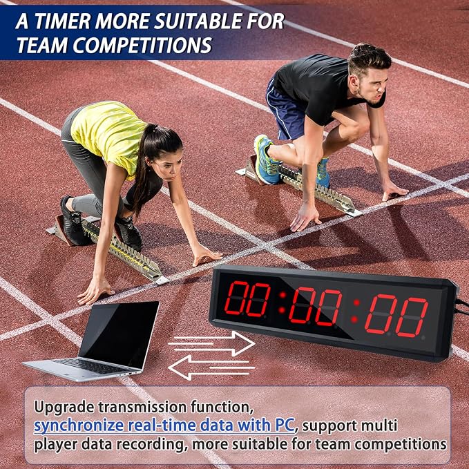 Fitness Timer with Stopwatch Button, Suitable for School/exam/Home Exercise/Gym/Gym SMAHEAT Electronic Fitness Timer (1.8-inch Data PC synchronous Transmission Model)