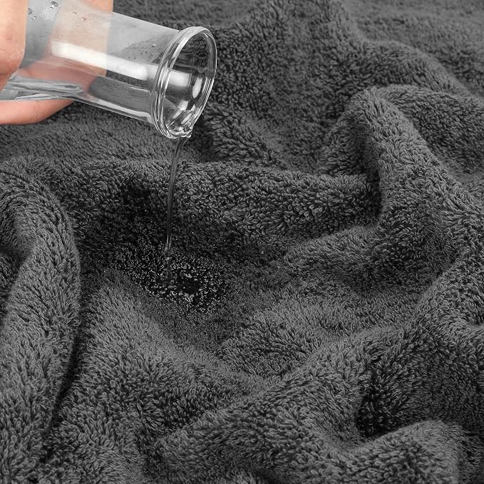 Cotton Paradise Towel Set of 6, 2 Bath Towels, 2 Hand Towels and 2 Washcloths Towels for Bathroom Sets, Smoke Gray