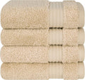 Cotton Paradise 100% Cotton Turkish Towel Set, Soft Absorbent Quick Dry, 4 Piece Washcloth Set, Beige