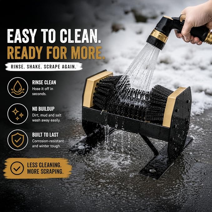 Set of 3 Gardenised Deluxe Metal and Plastic Frame Shoe Cleaner and Boot Scraper, Portable or Floor-Mounted Scrubbing Brush for Outdoor Use, Removes Mud, Snow and Sand