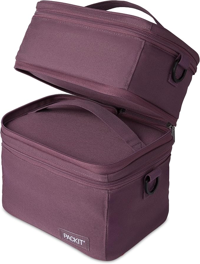 PackIt Freezable Mod 3-In-1 Lunch Box 4.5L Capacity, Plum | Built-in ice packs, EcoFreeze+ Technology, 3-in-1 use, Two compartments: freezable & insulated, Men and Women, Fresh lunches