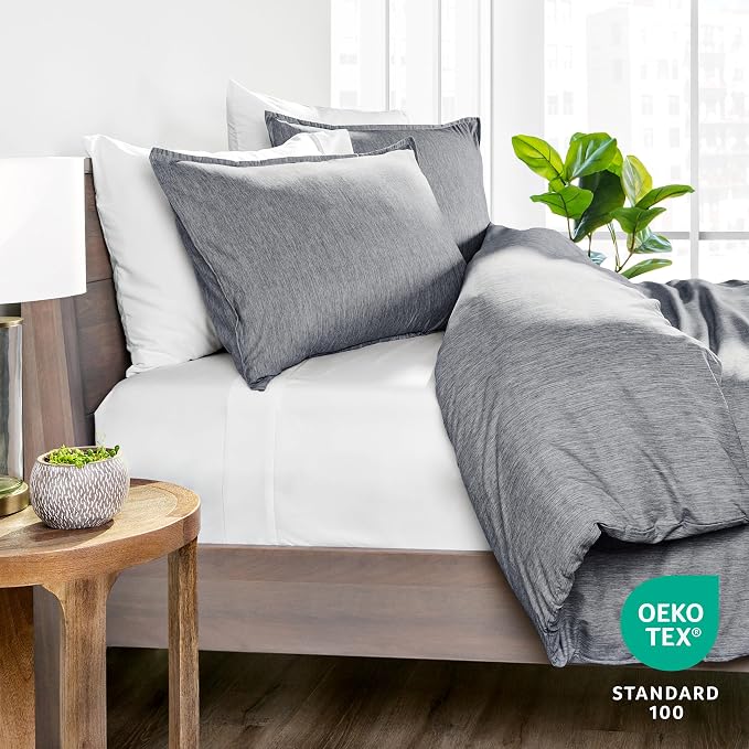 Bare Home Bedding Duvet Cover Twin/Twin Extra Long Size - Premium 1800 Super Soft Collection - Lightweight, Soft Textured Duvet Cover (Twin/Twin XL, Heathered Charcoal)
